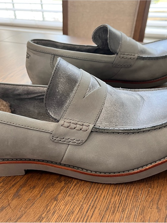 UGG Barren 1002234 Mens 14 Light Grey & Metallic Leather Slip-On Loafers Wool main image 8